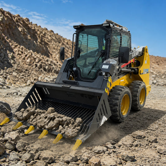 WolfEquip 78 Inch Skid Steer Rock Bucket Attachment Heavy Duty SSQA Rock Handling Bucket