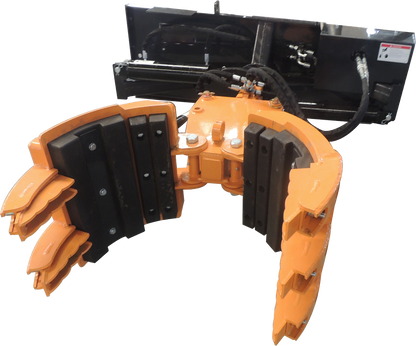 5 Fingers Hydraulic Rotating Grapple, Heavy Duty Skid Steer Attachment for Rock and Tree Moving - 360° Rotation Root Grapple for Land Clearing & Demolition
