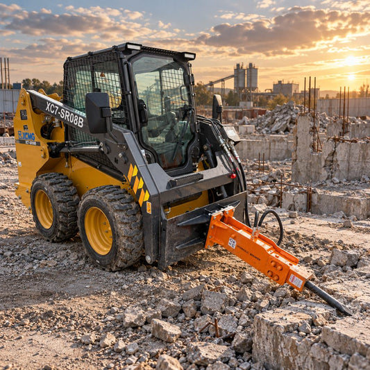 WolfEquip Skid Steer Hydraulic Breaker Attachment 2-4 Ton Concrete Demolition Rock Hammer