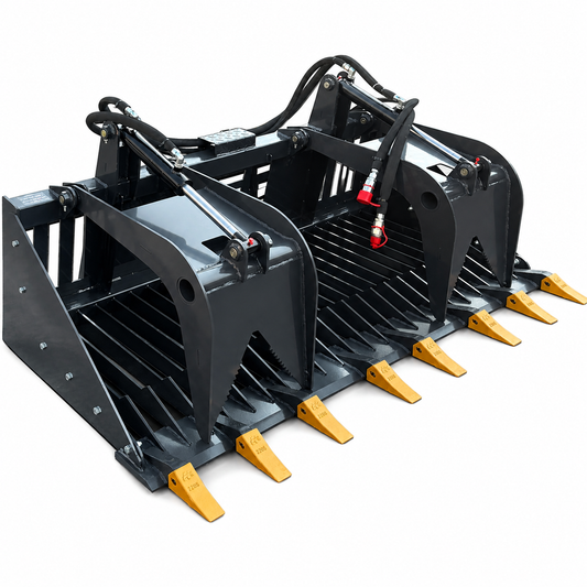WolfEquip 72 Inch Skid Steer Skeleton Rock Grapple Attachment Rake Bucket Heavy Duty