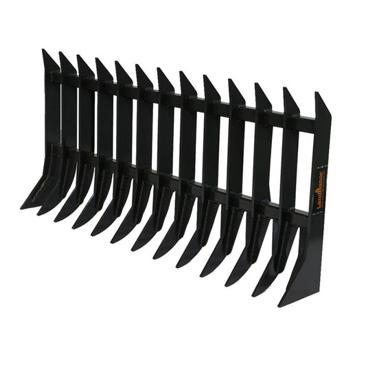 WolfEquip 72 Inch Skid Steer Root Rake Attachment Heavy Duty Brush Clearing Debris Removal