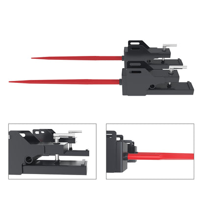 60" Heavy Duty Clamp-On Hay Bale Spear, 3000 LBS Capacity Spike Fork Attachment for Tractors & Loaders