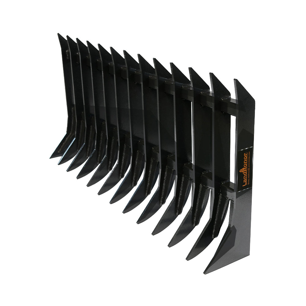 WolfEquip 72 Inch Skid Steer Root Rake Attachment Heavy Duty Brush Clearing Debris Removal