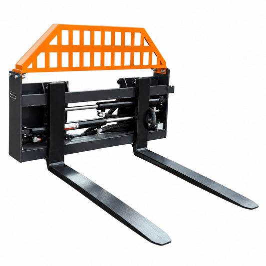 WolfEquip Skid Steer Pallet Fork Attachment 48 Inch Adjustable SSQA Heavy Duty Fork Frame