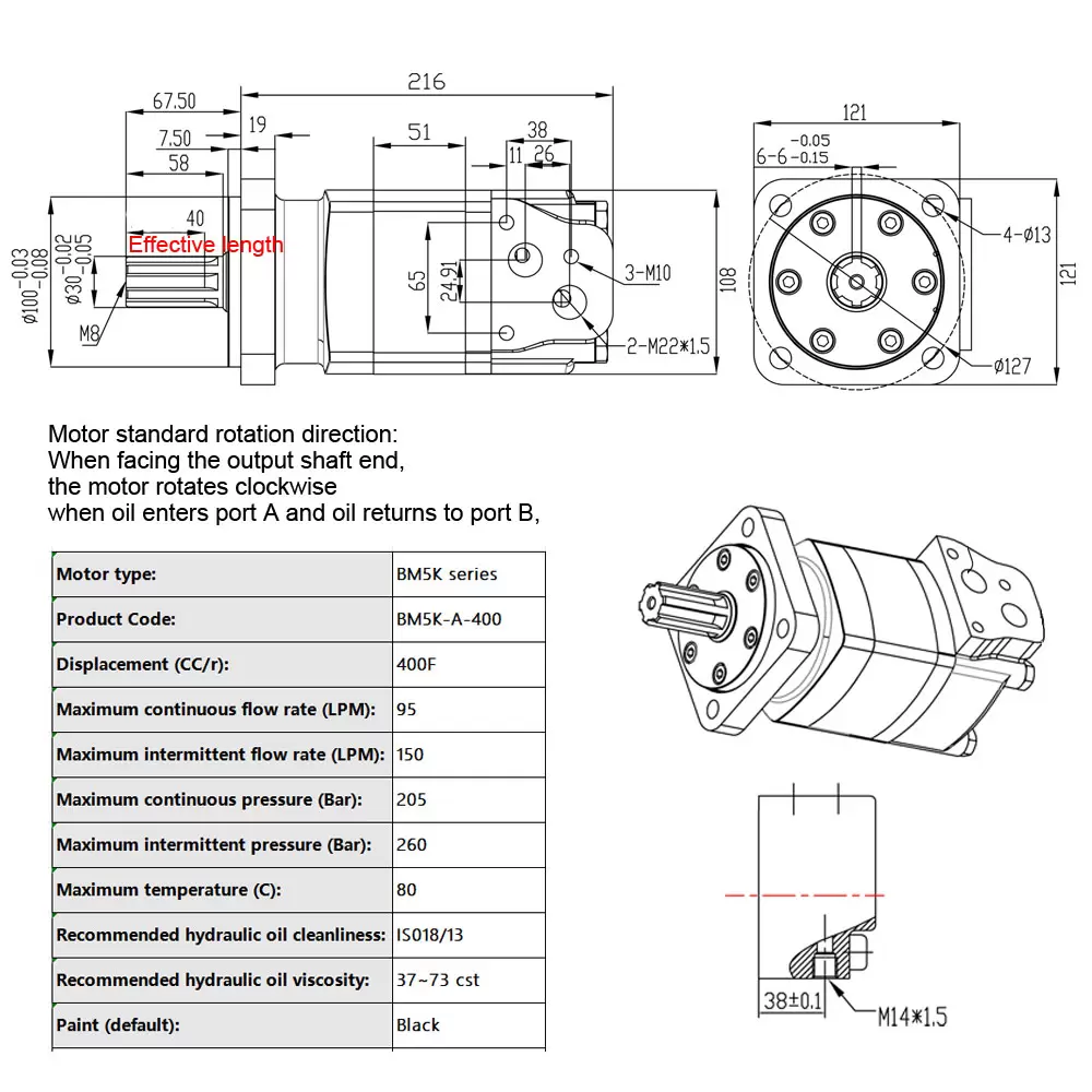 Motor for 48" Trencher TCR-12-48H