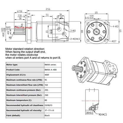 Motor for 48" Trencher TCR-12-48H