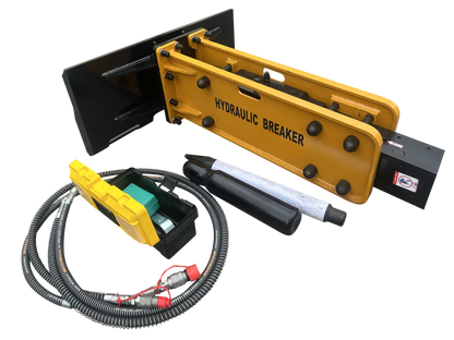 Hydraulic Concrete Breaker Hammer for Skid Steer Attachments, Heavy-Duty Mini Skid Steer Breaker Attachment for Concrete Crushing, Construction Demolition, Rock Breaking - USA Stock
