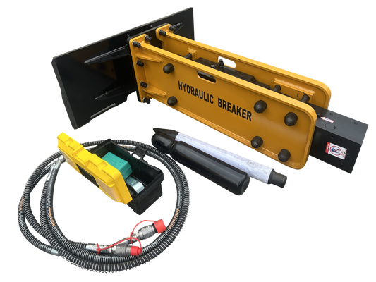 Hydraulic Concrete Breaker Hammer for Skid Steer Attachments, Heavy-Duty Mini Skid Steer Breaker Attachment for Concrete Crushing, Construction Demolition, Rock Breaking - USA Stock
