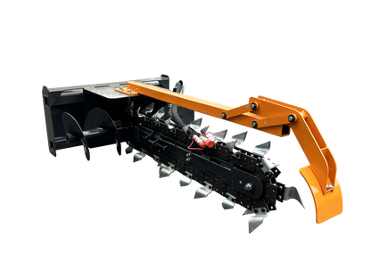 Wolfequip 48" Heavy Duty Trencher Attachment for Skid Steer, Hydraulic Trencher with 48" Digging Depth